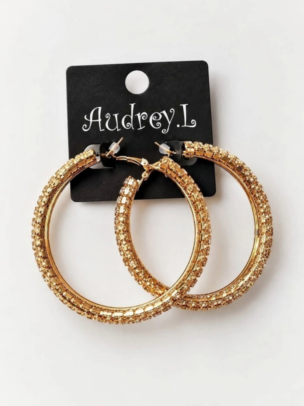 Audrey.L Gold-Tone Textured Hoop Earrings Like New